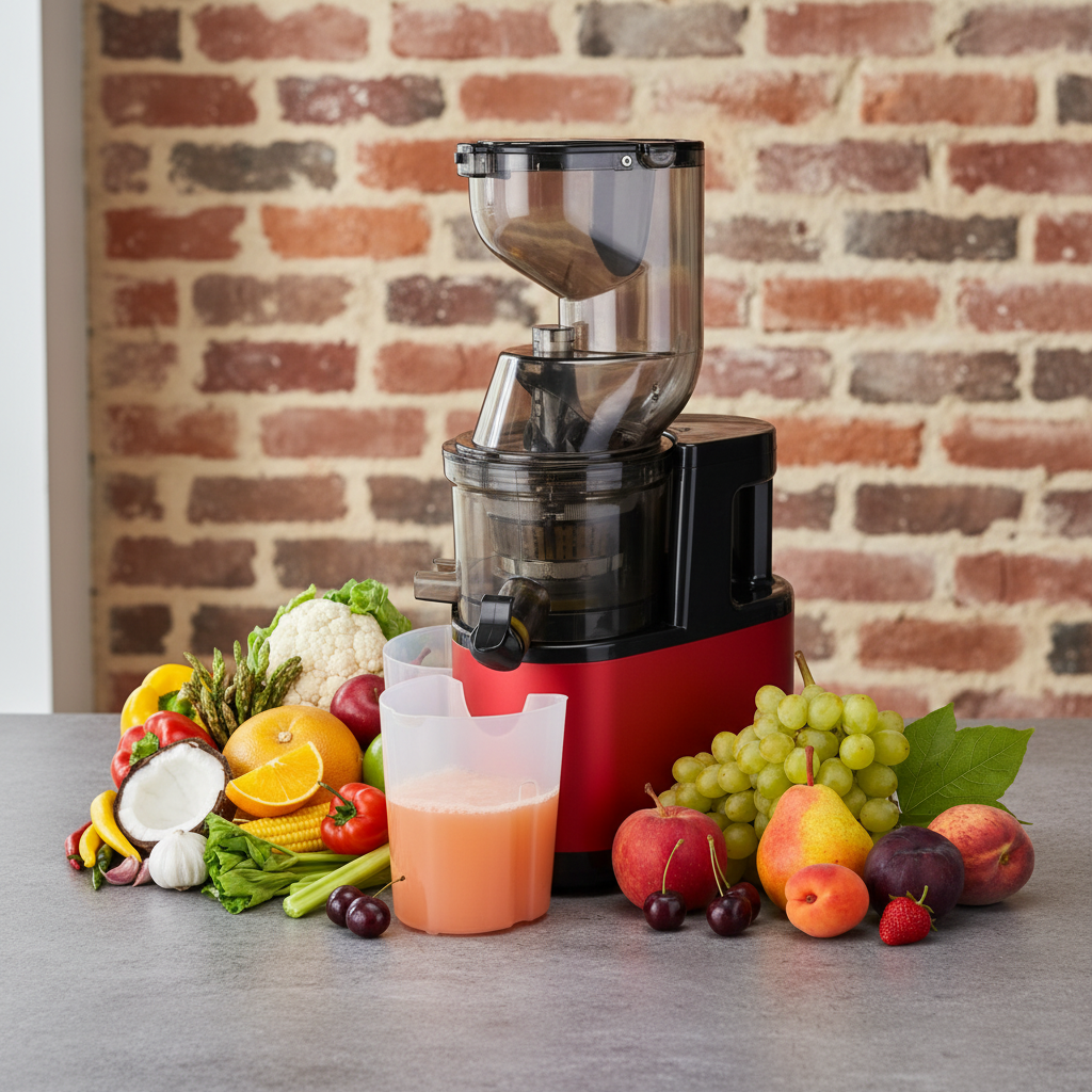 Cold Press Juicer Machine for Whole Vegetable and Fruit - 300W Slow Masticating, with Reverse Function - 2 Containers & Cleaning Brush