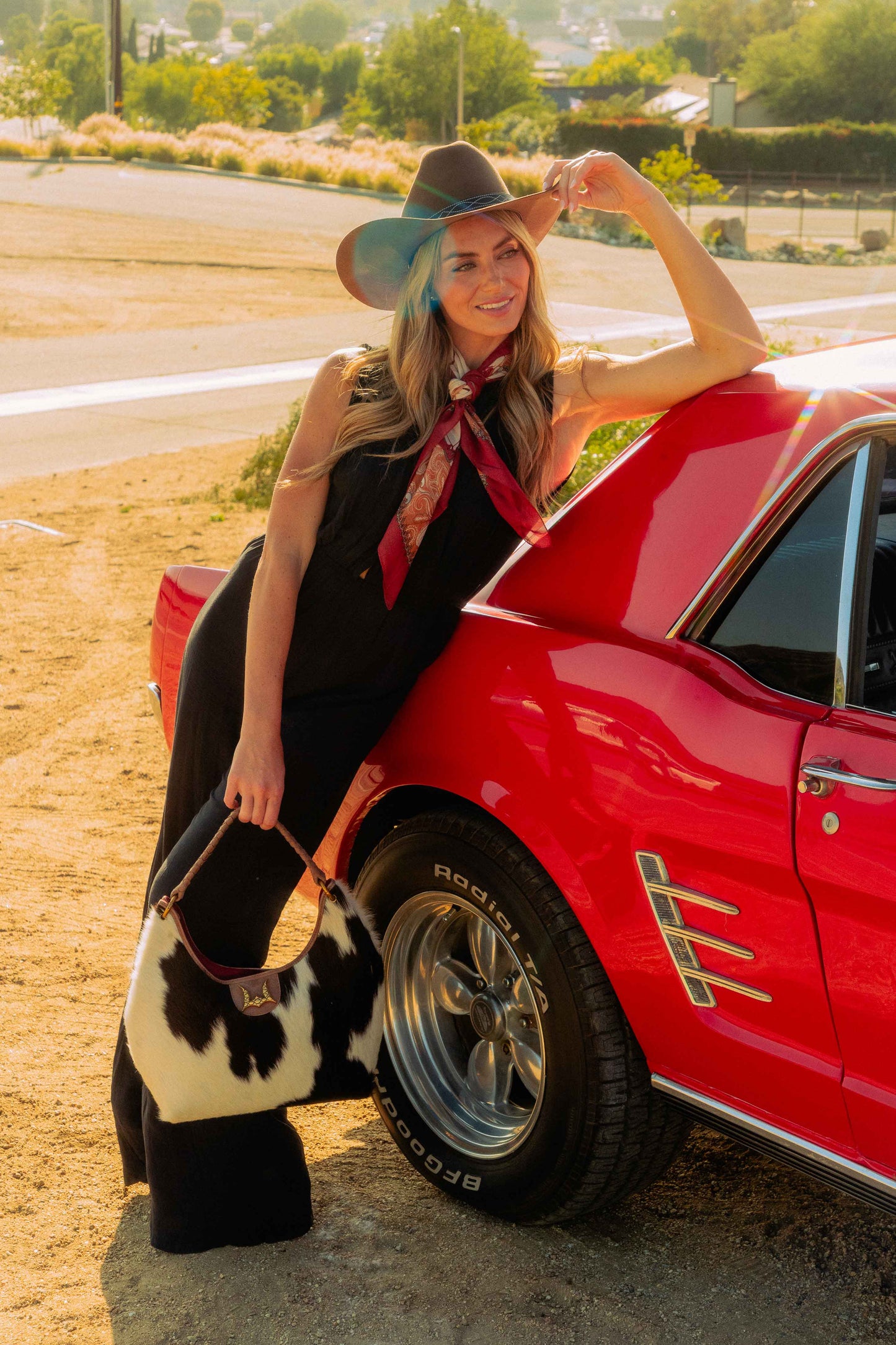 Medium Western Purse - Black & White Cowhide - Subtle CCW pocket