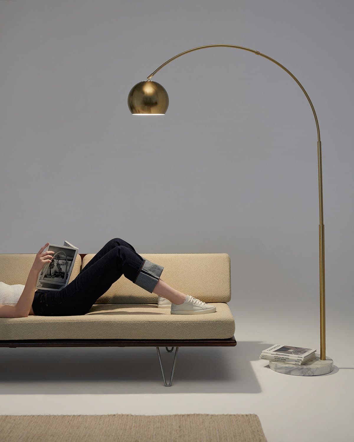Perfect Arc Floor Lamp - Gracefully over 6' tall, in Chrome or Brass - LED Light