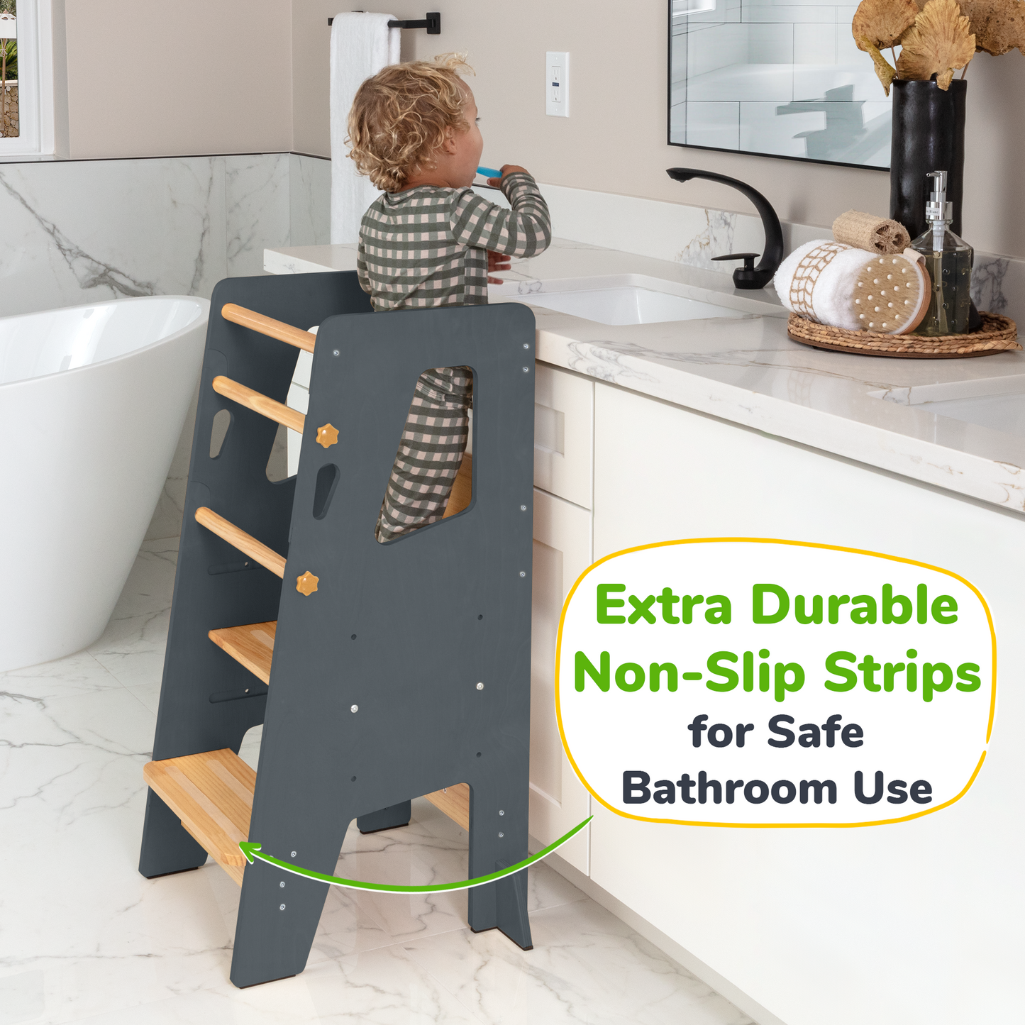 Help Your Little Ones Participate!  Adjustable Toddler Kitchen/Bathroom Tower with Safety Bars - 4 Colors