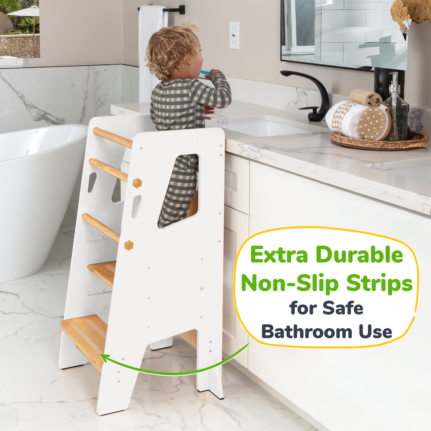 Help Your Little Ones Participate!  Adjustable Toddler Kitchen/Bathroom Tower with Safety Bars - 4 Colors