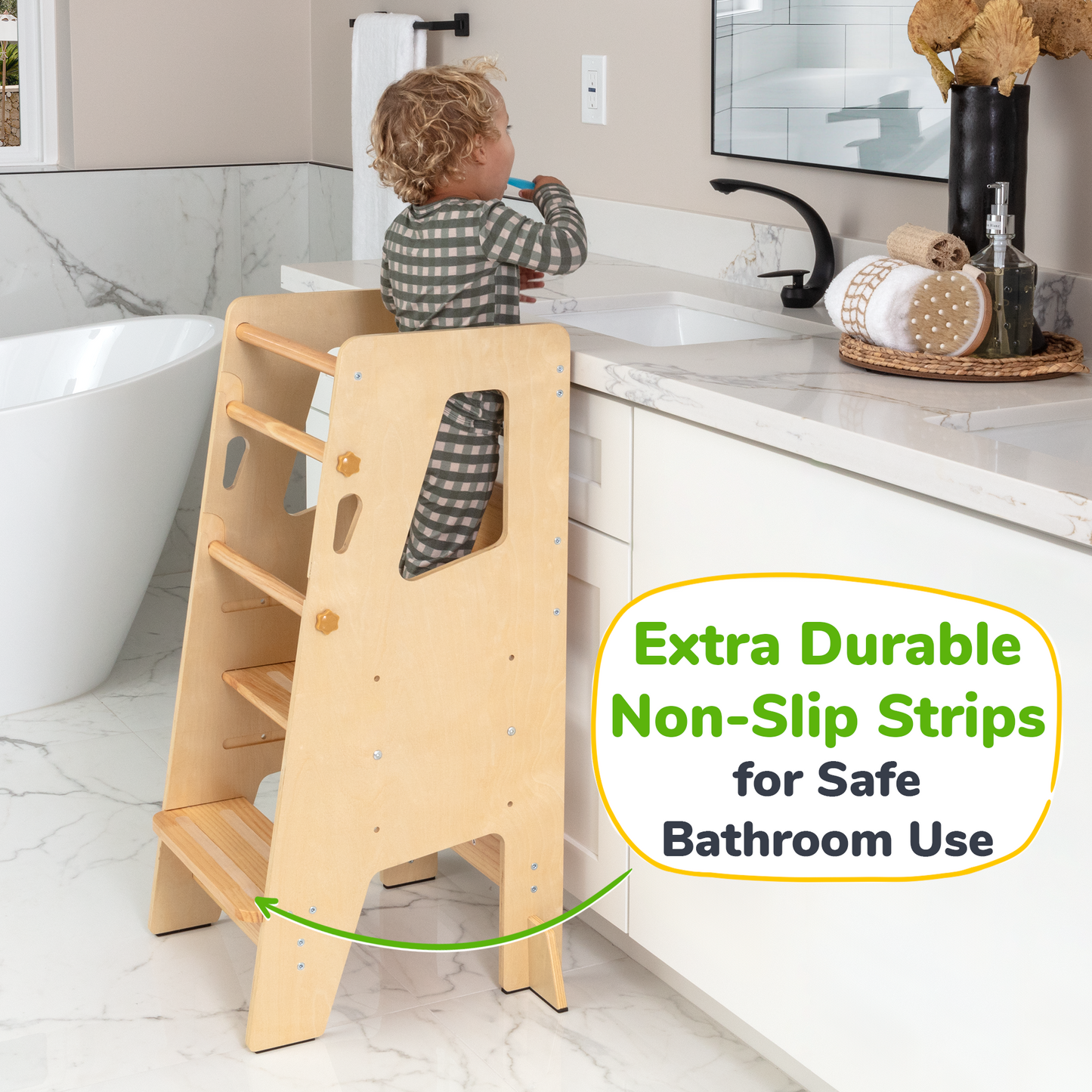 Help Your Little Ones Participate!  Adjustable Toddler Kitchen/Bathroom Tower with Safety Bars - 4 Colors