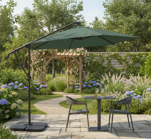 10 ft Cantilever Patio Umbrella with Crank – Four Colors