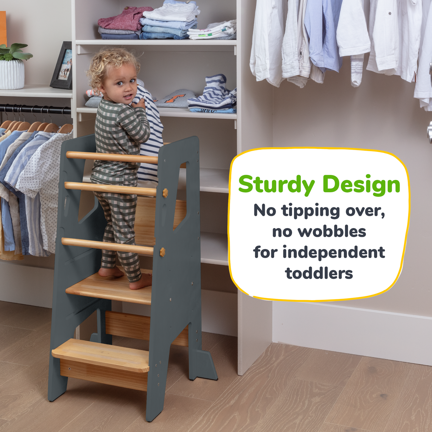 Help Your Little Ones Participate!  Adjustable Toddler Kitchen/Bathroom Tower with Safety Bars - 4 Colors
