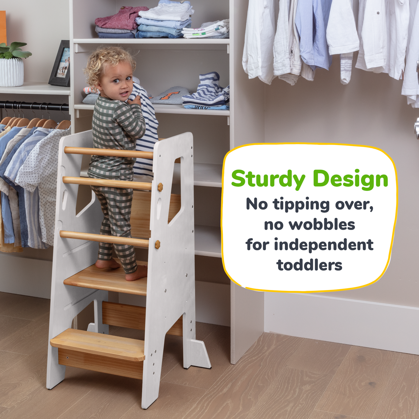 Help Your Little Ones Participate!  Adjustable Toddler Kitchen/Bathroom Tower with Safety Bars - 4 Colors