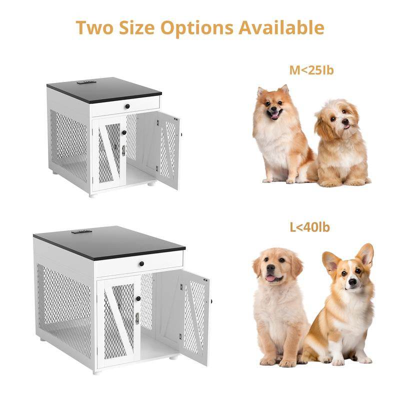 Dog Crate End Table/Nightstand with Drawer & USB Charging - Easy Assembly