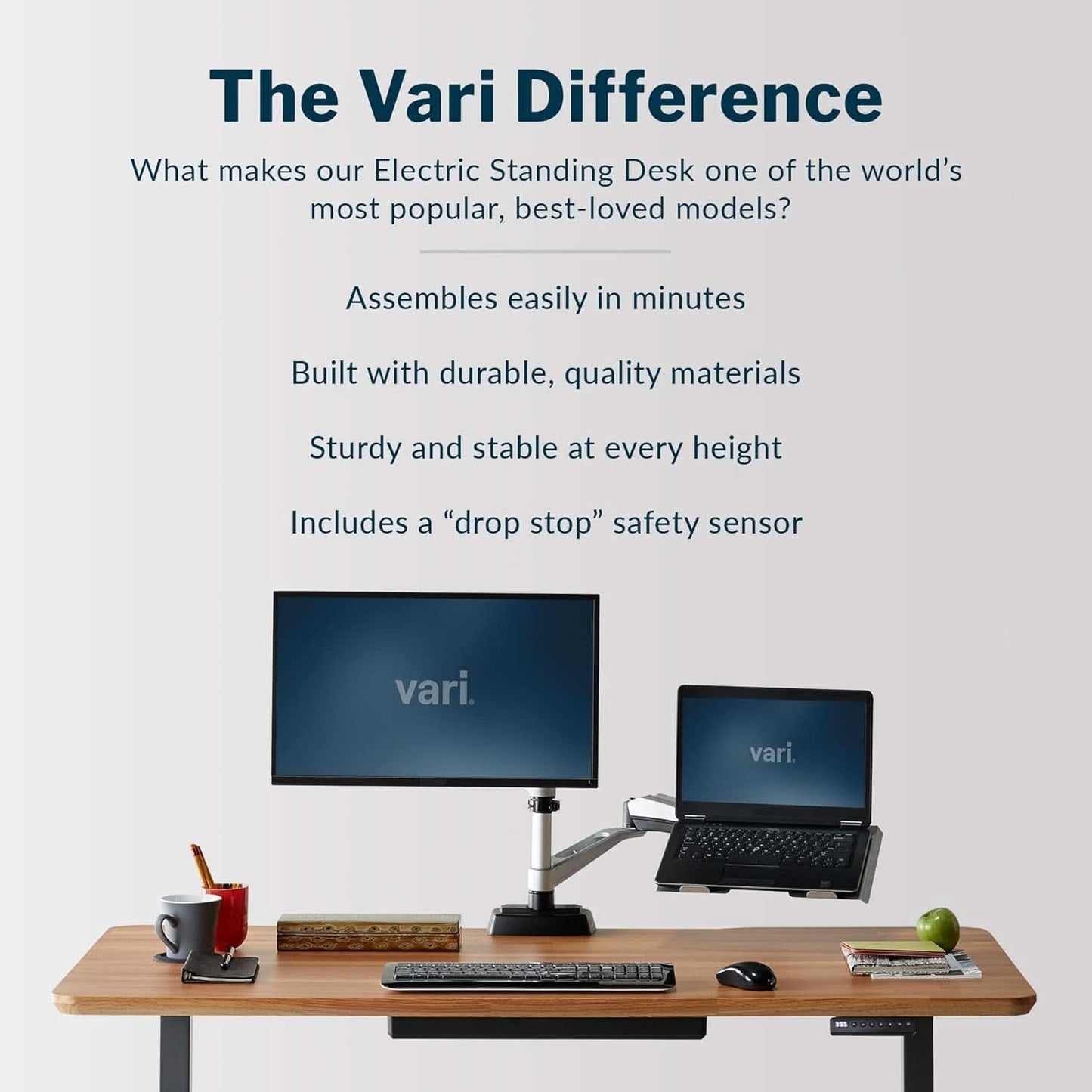 Clean and Contemporary Motorized Standing Desk (60" wide) w/ Solid Butcher Block Top