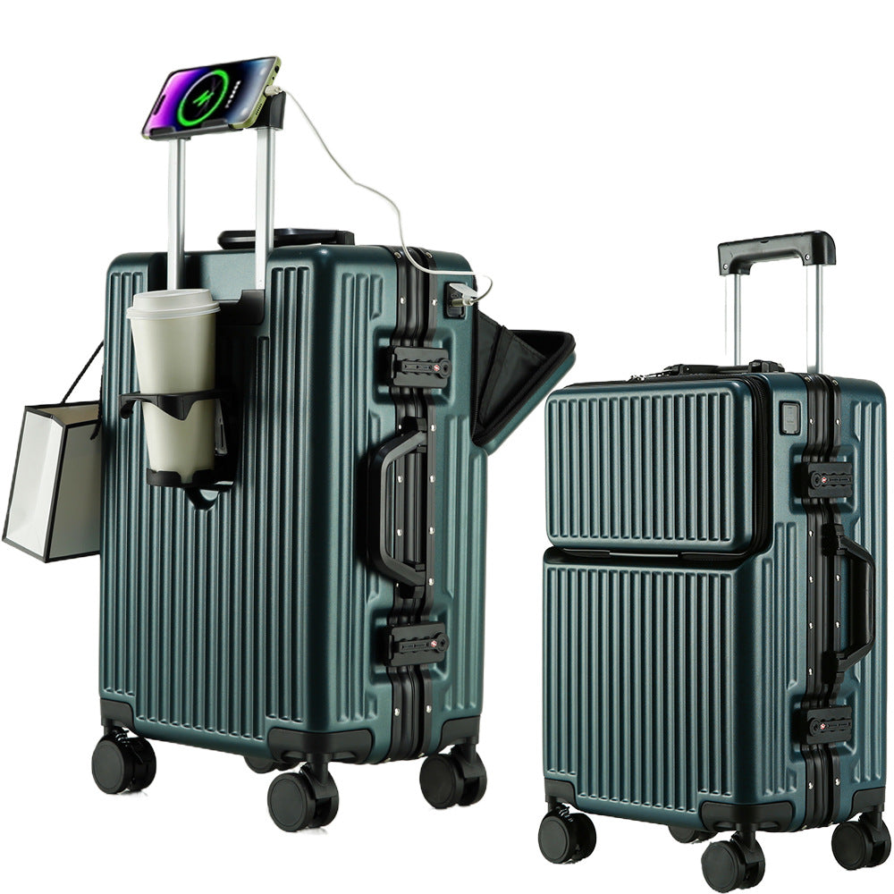 Hi-Tech, Retro Look Luggage  - 6 Colors - Aluminum-Framed Carry-On, Battery Hookup, Cup Holder and Spinner Wheels