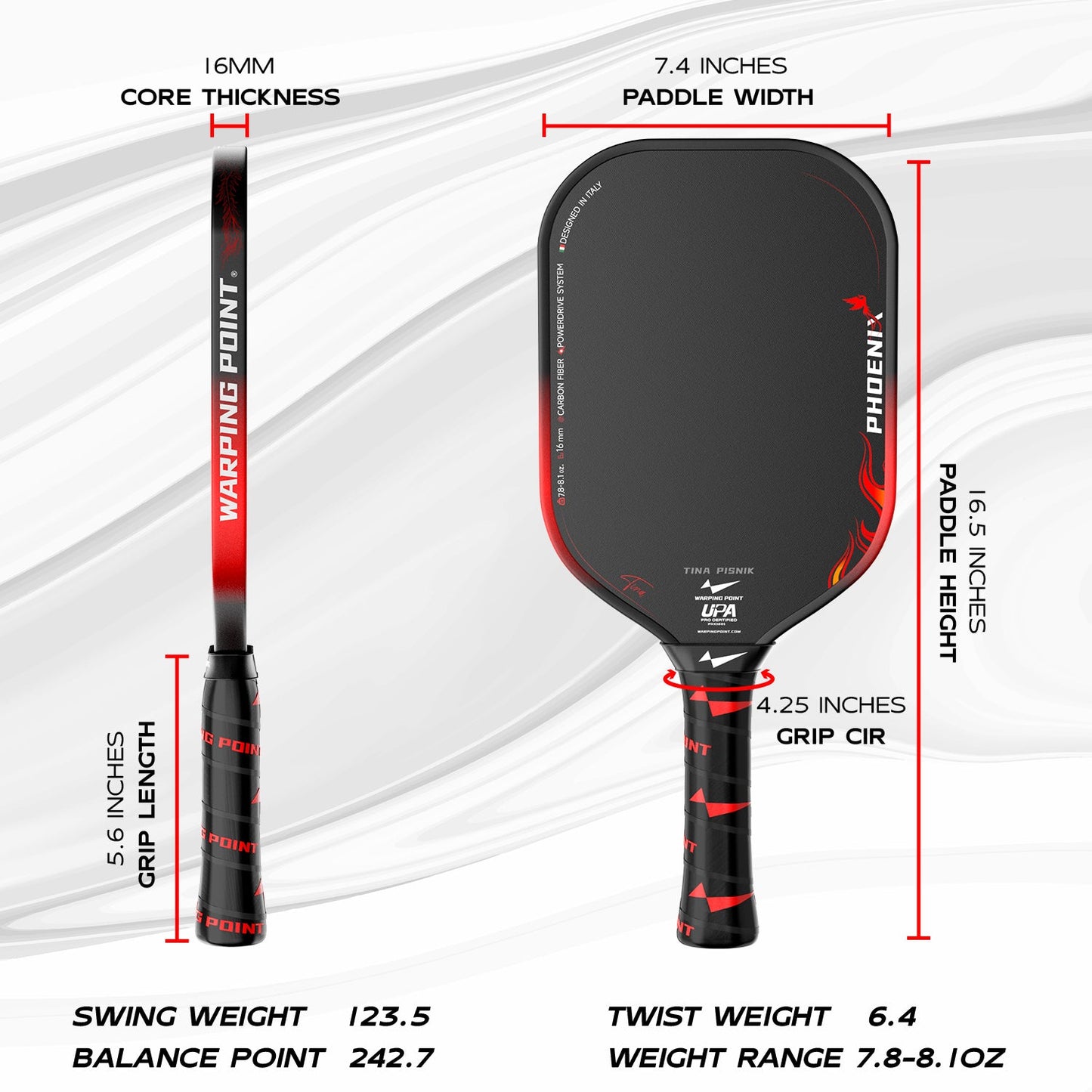 Phoenix Pickleball Paddle - 16MM - Power and Control in one Paddle