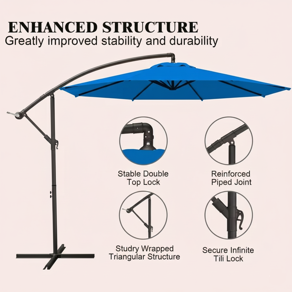 10 ft Cantilever Patio Umbrella with Crank – Four Colors