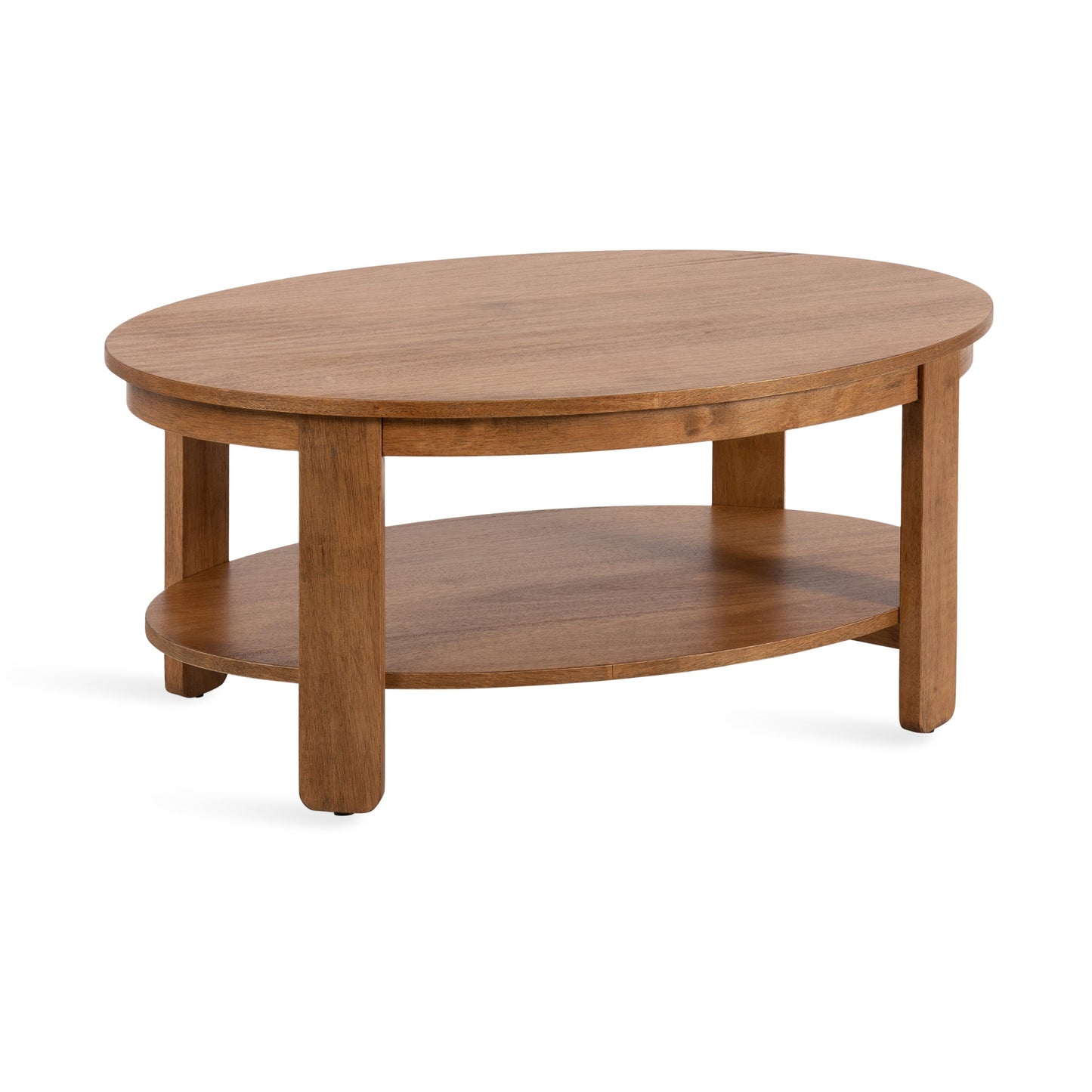 Sleek Oval Wood Coffee Table - 38" x 24" - Black and Natural - Easy Assembly