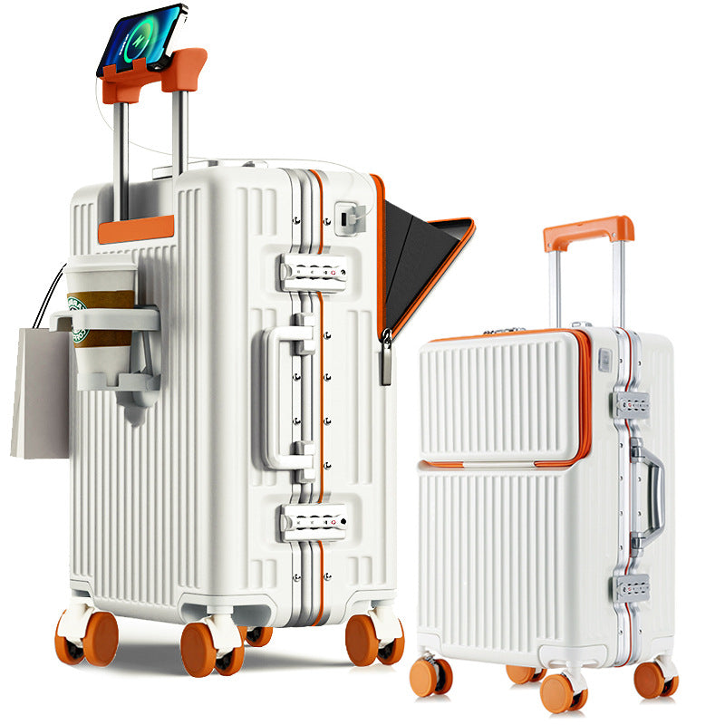 Hi-Tech, Retro Look Luggage  - 6 Colors - Aluminum-Framed Carry-On, Battery Hookup, Cup Holder and Spinner Wheels