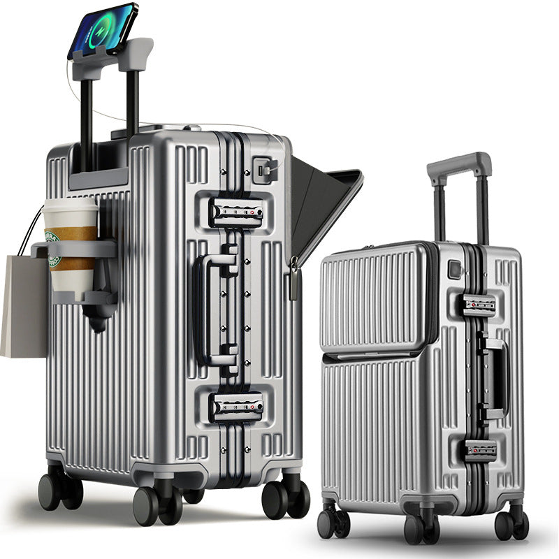Hi-Tech, Retro Look Luggage  - 6 Colors - Aluminum-Framed Carry-On, Battery Hookup, Cup Holder and Spinner Wheels