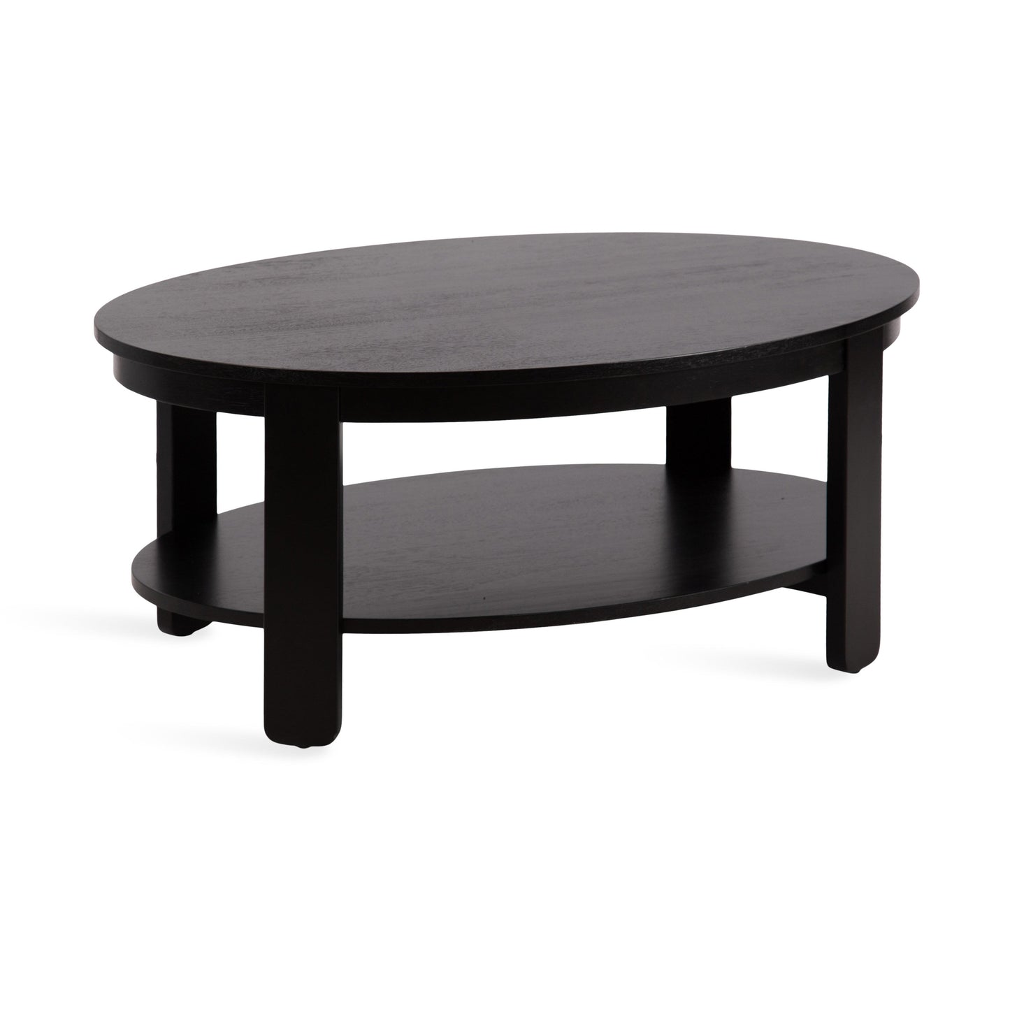 Sleek Oval Wood Coffee Table - 38" x 24" - Black and Natural - Easy Assembly