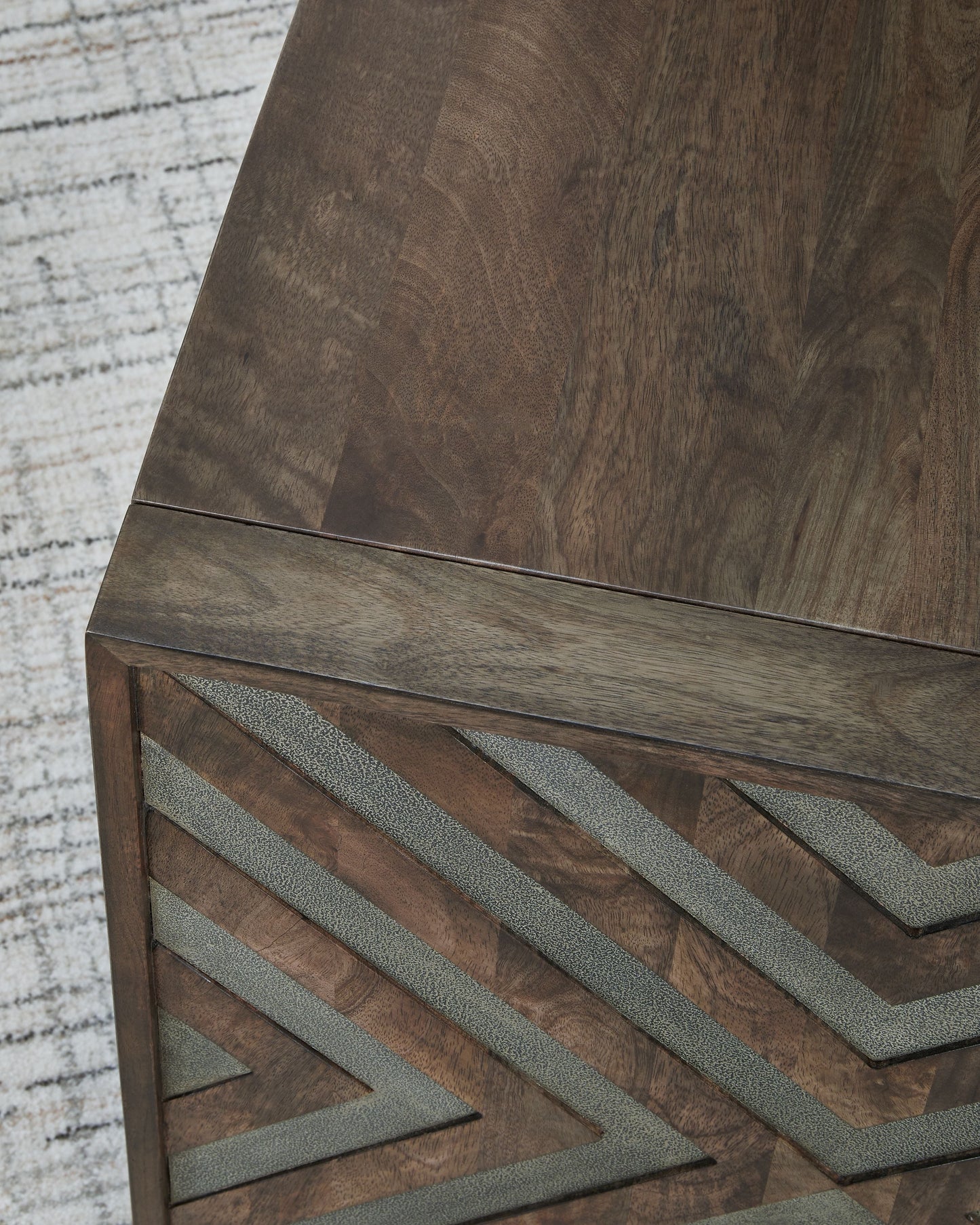 Square Exotic Textural End Table - Walnut Brown