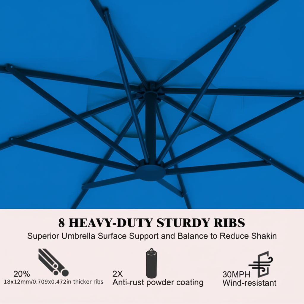 10 ft Cantilever Patio Umbrella with Crank – Four Colors