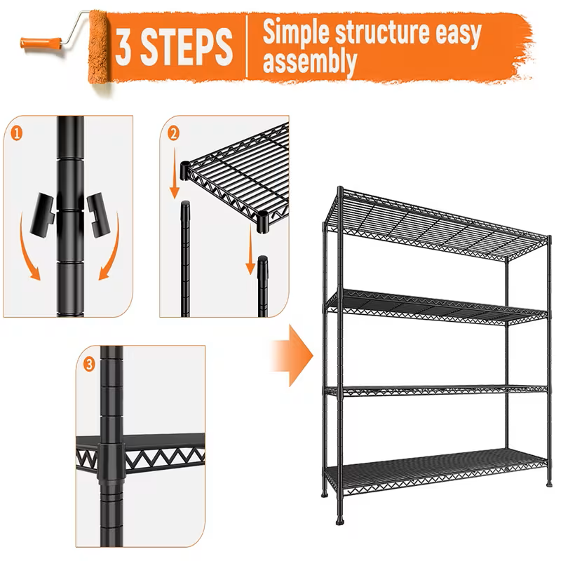 Adjustable Wire Shelving Racks - Multi Sizes -3/4/5/6/7/8 Tier Storage Shelves