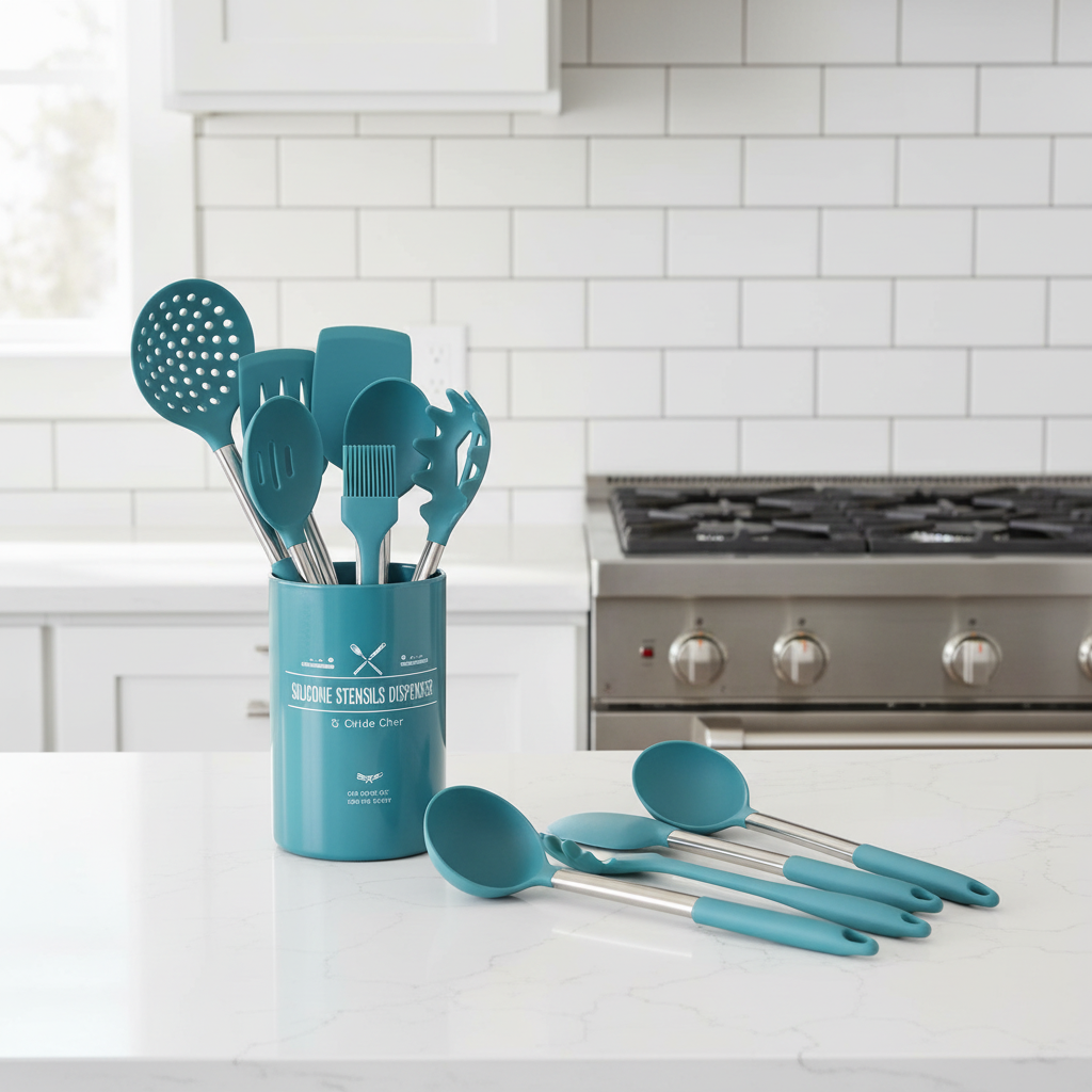Non-Stick Stainless Steel Kitchen Cooking Utensil Set - 15 pcs - 8 Unique Color Sets