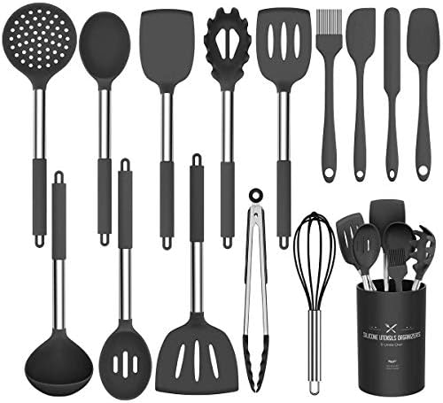 Non-Stick Stainless Steel Kitchen Cooking Utensil Set - 15 pcs - 8 Unique Color Sets