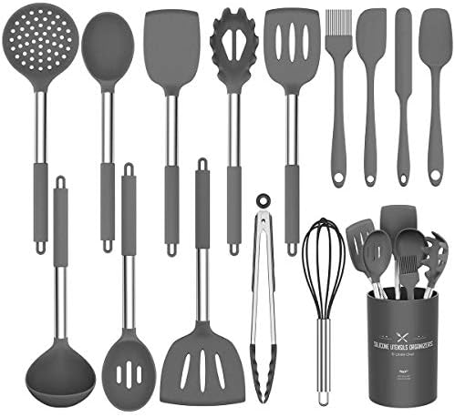 Non-Stick Stainless Steel Kitchen Cooking Utensil Set - 15 pcs - 8 Unique Color Sets