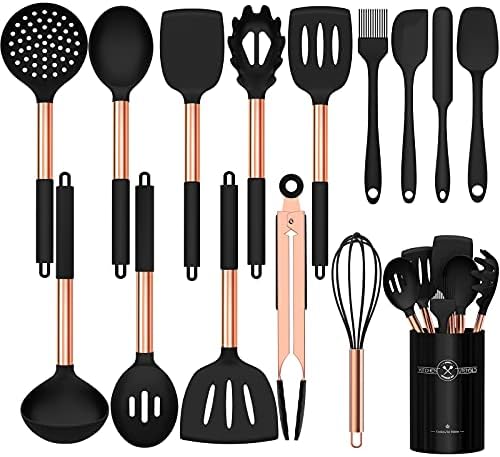 Non-Stick Stainless Steel Kitchen Cooking Utensil Set - 15 pcs - 8 Unique Color Sets