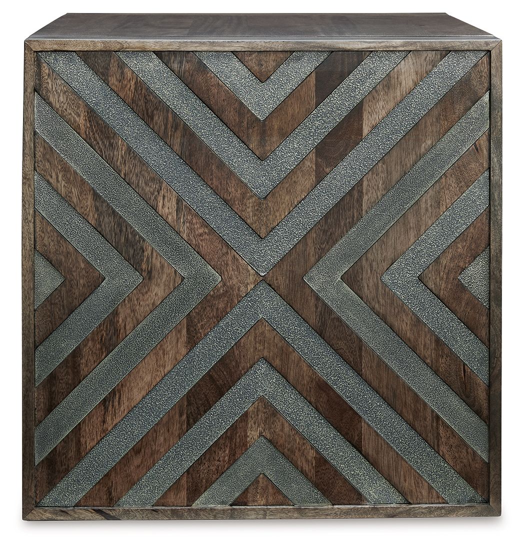 Square Exotic Textural End Table - Walnut Brown