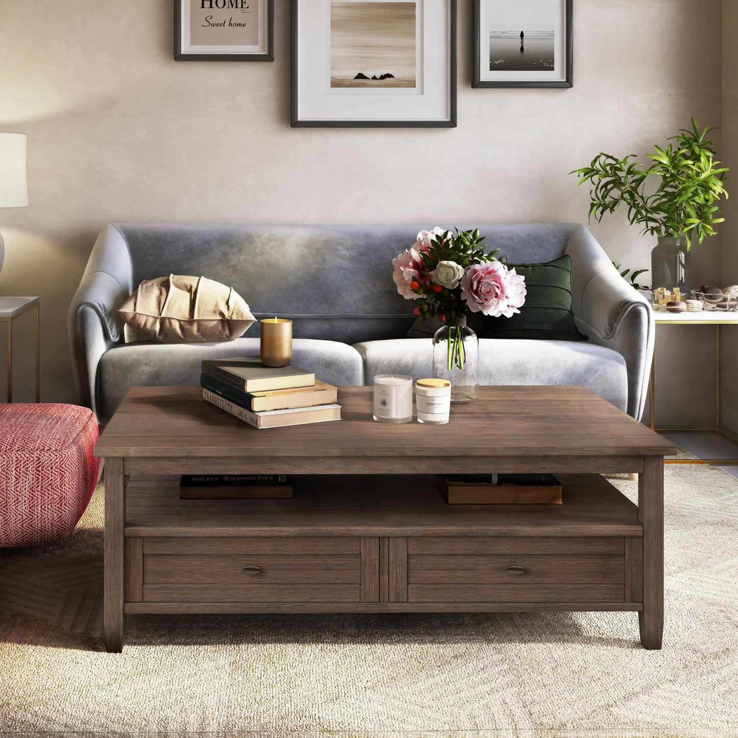 Classic Shaker Coffee Table in 2 Shades of Brown - Solid Wood - Easy Assembly