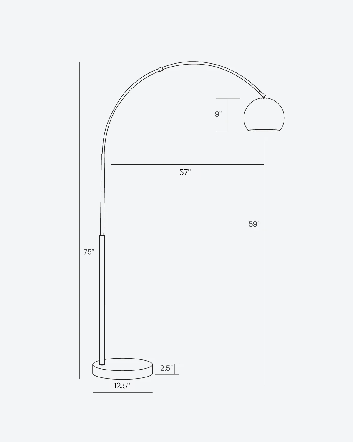 Perfect Arc Floor Lamp - Gracefully over 6' tall, in Chrome or Brass - LED Light