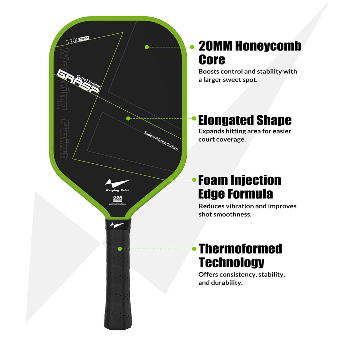 Grasp Intermediate Pickleball Paddle - Sophisticated honeycomb construction for better players.