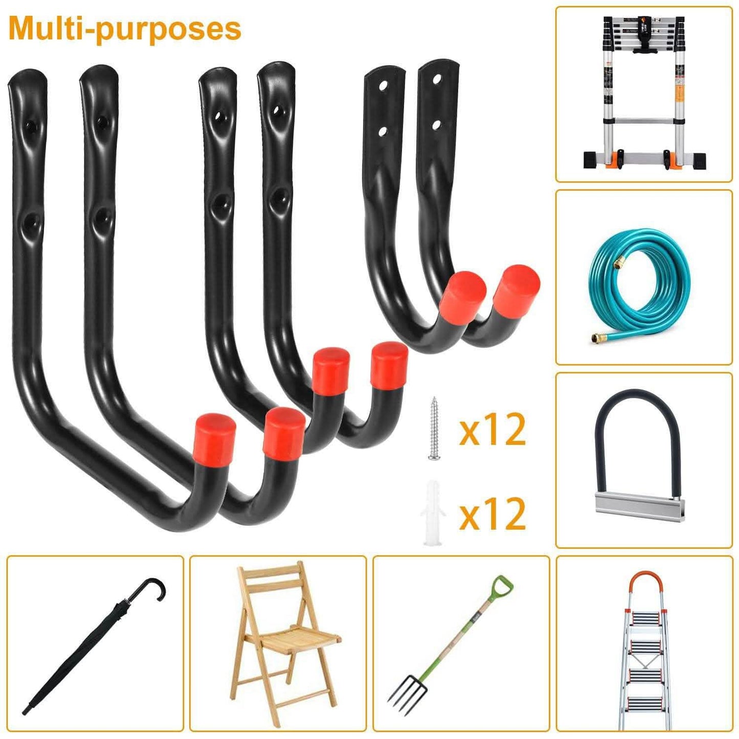 Hand Almost Anything in the Garage with a 6-Pack of Garage Storage Hooks