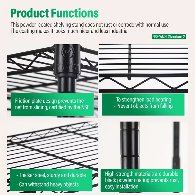 Adjustable Wire Shelving Racks - Multi Sizes -3/4/5/6/7/8 Tier Storage Shelves