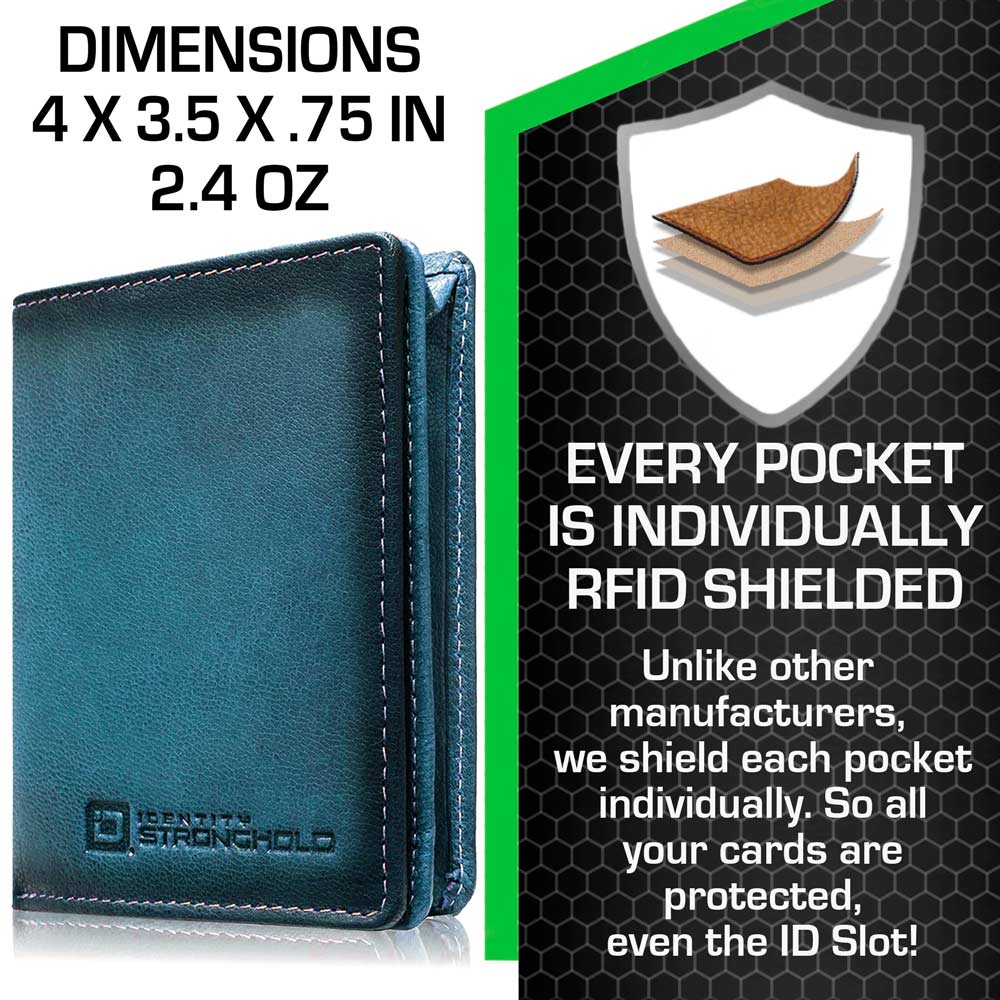 Maximum Storage in a Minimalist Wallet - RFID Secure - Five Leather Colors - Magnetic Closure
