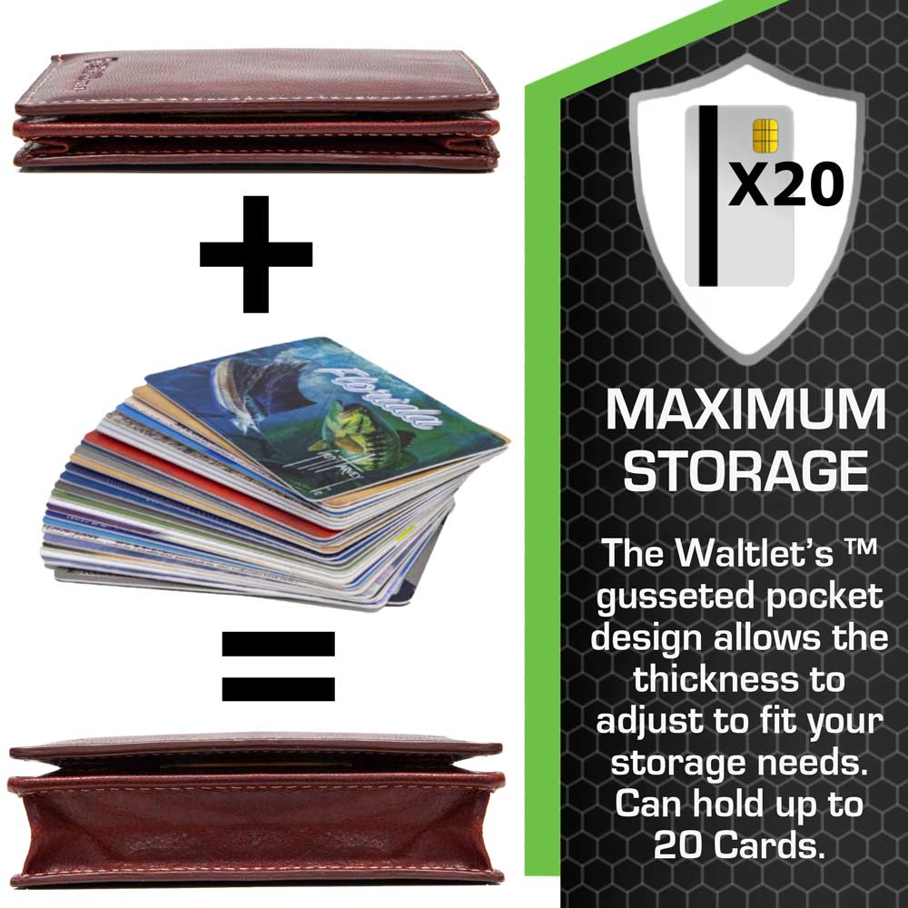 Maximum Storage in a Minimalist Wallet - RFID Secure - Five Leather Colors - Magnetic Closure