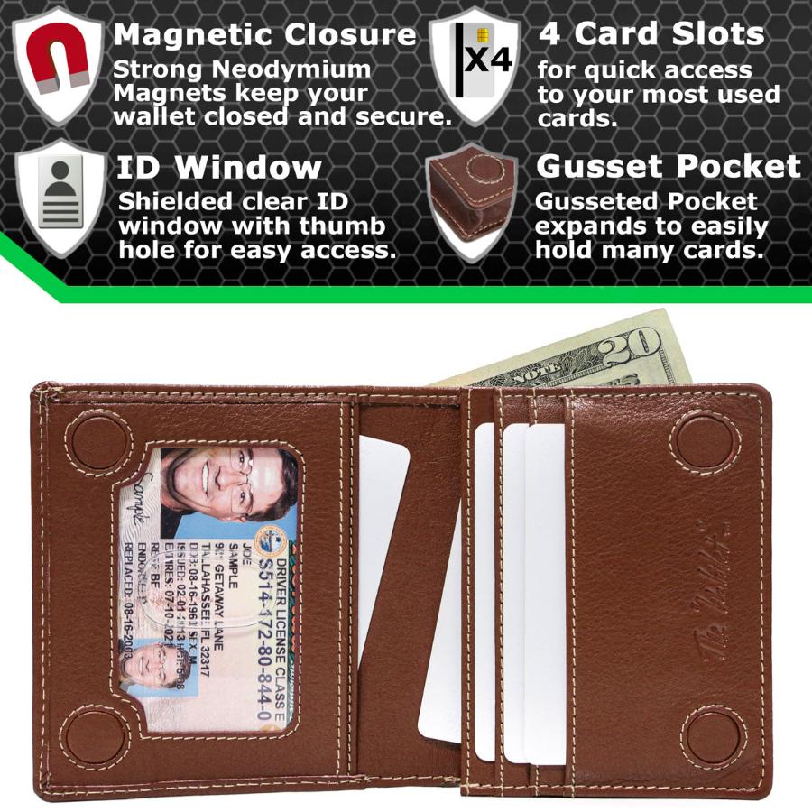 Maximum Storage in a Minimalist Wallet - RFID Secure - Five Leather Colors - Magnetic Closure