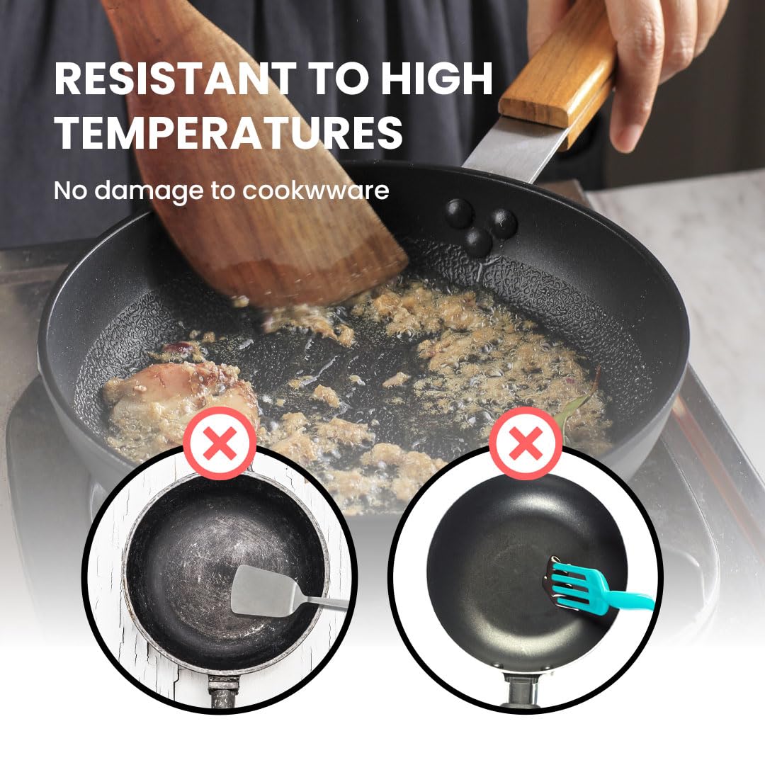 8 Piece Wooden Utensil Set for Nonstick Pans and Cookware - Utensil Set with Spoon Rest and Holder - Lightweight, Heat Resistant, Non Toxic