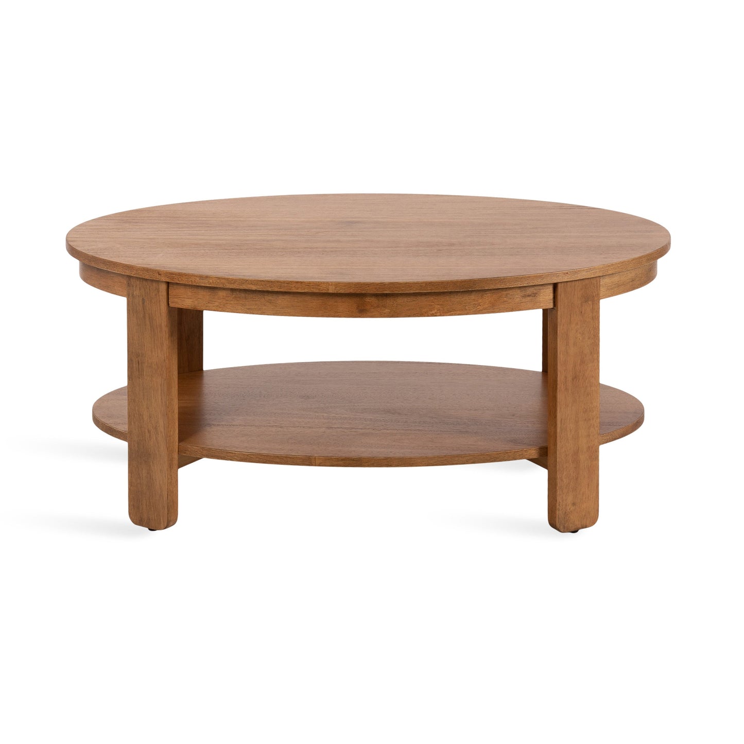 Sleek Oval Wood Coffee Table - 38" x 24" - Black and Natural - Easy Assembly