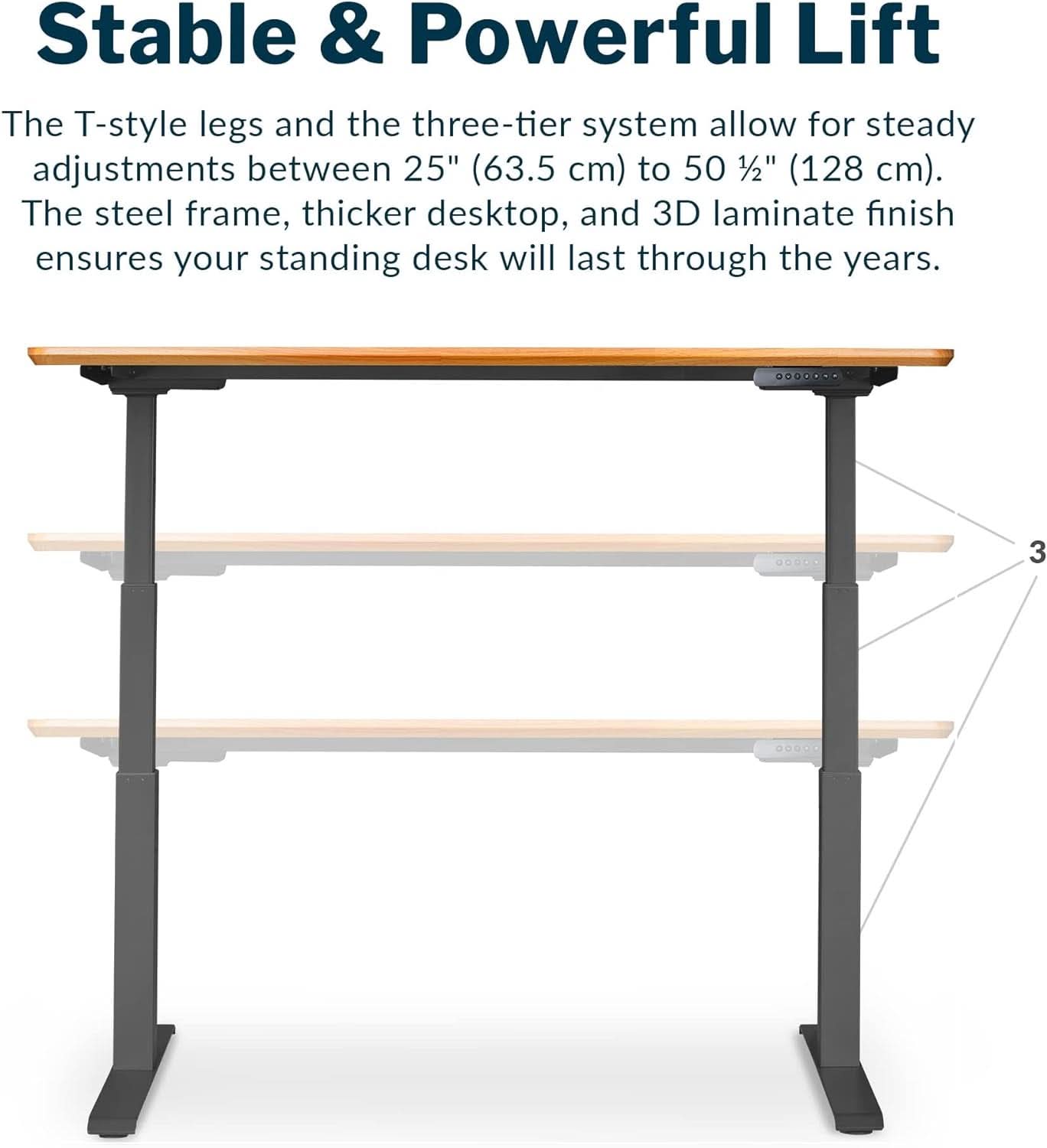 Clean and Contemporary Motorized Standing Desk (60" wide) w/ Solid Butcher Block Top