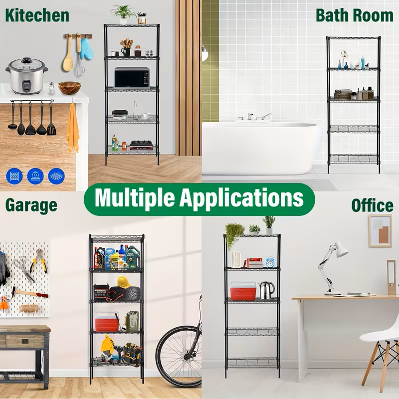 Adjustable Wire Shelving Racks - Multi Sizes -3/4/5/6/7/8 Tier Storage Shelves