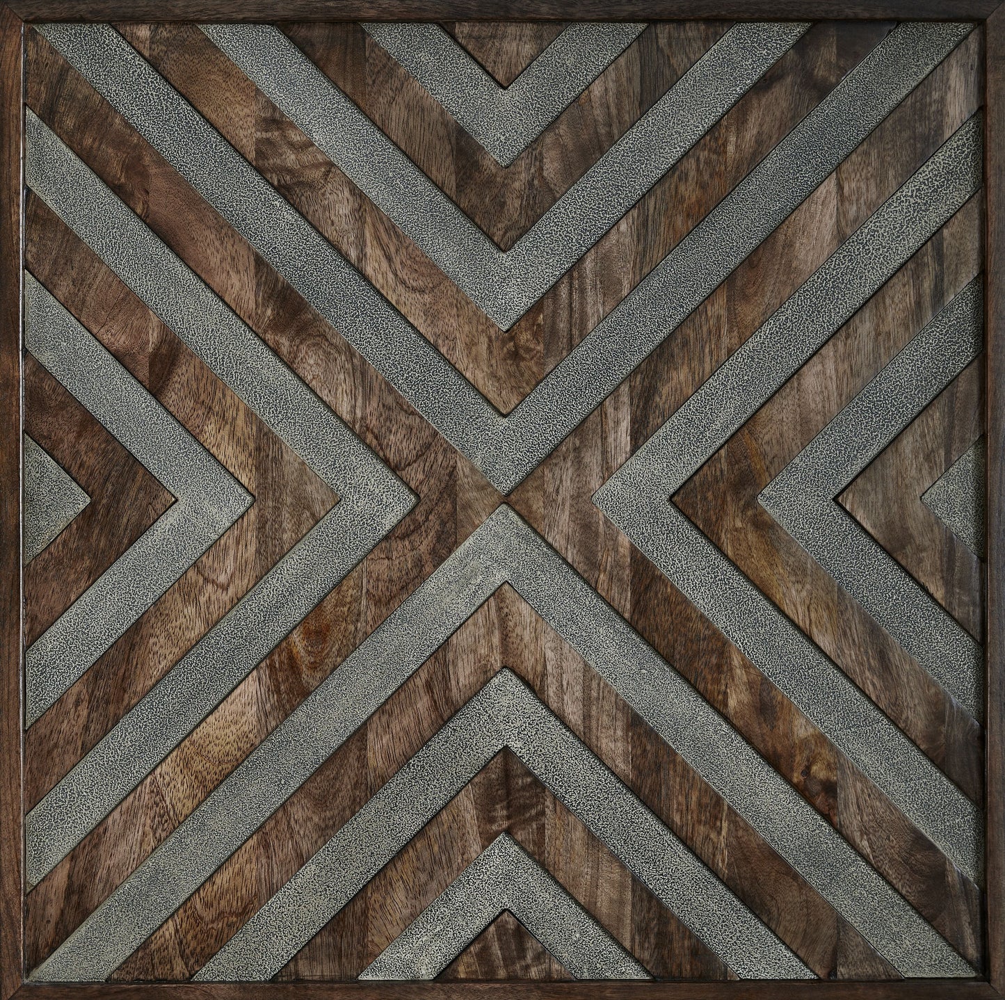 Square Exotic Textural End Table - Walnut Brown