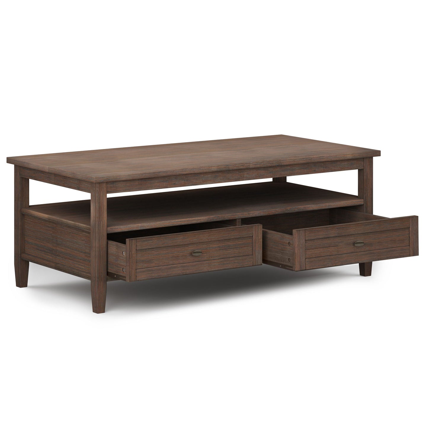 Classic Shaker Coffee Table in 2 Shades of Brown - Solid Wood - Easy Assembly