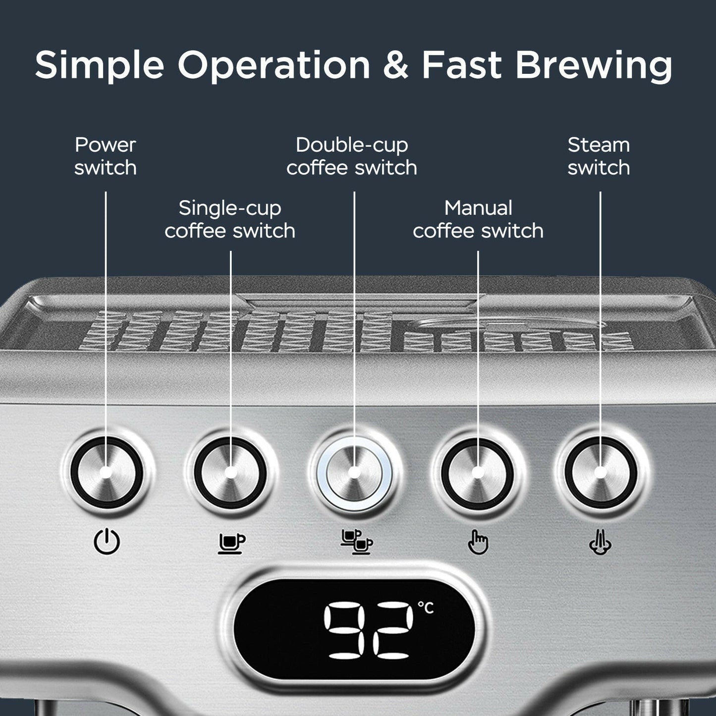 Geek Chef Espresso Machine With Milk Frother For Latte, Cappuccino, Macchiato