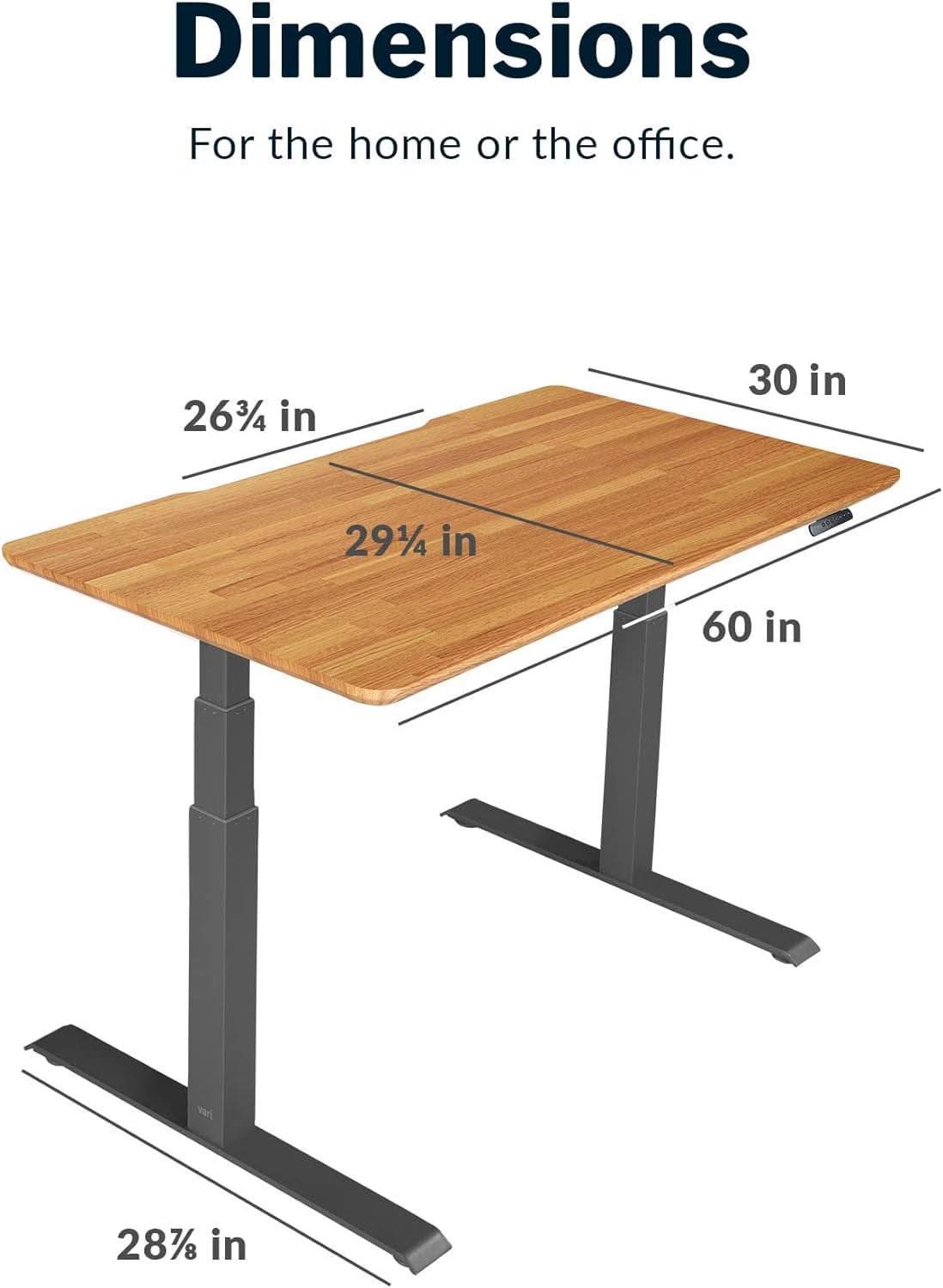 Clean and Contemporary Motorized Standing Desk (60" wide) w/ Solid Butcher Block Top