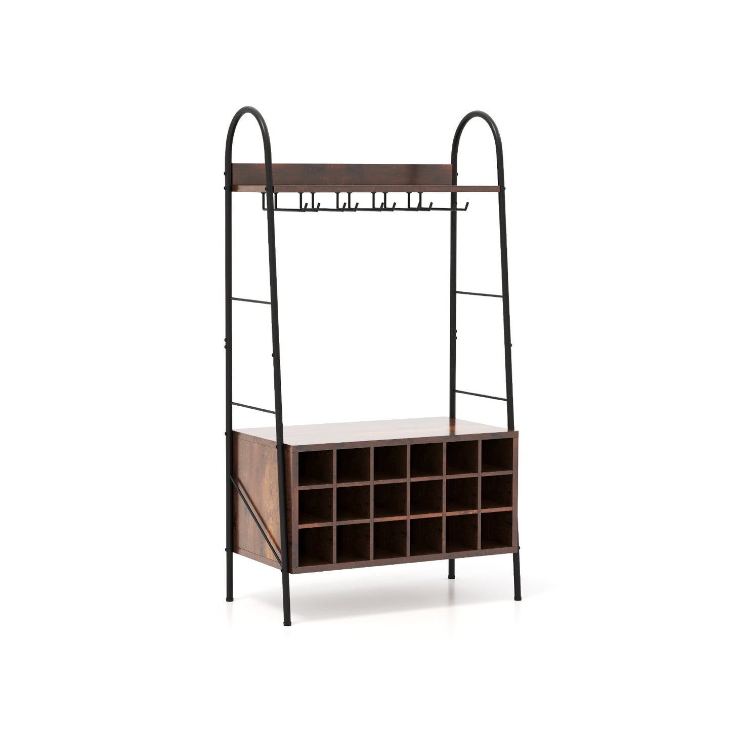 Baker's Rack with Detachable Wine Rack and Stemware Holder - Rustic Brown