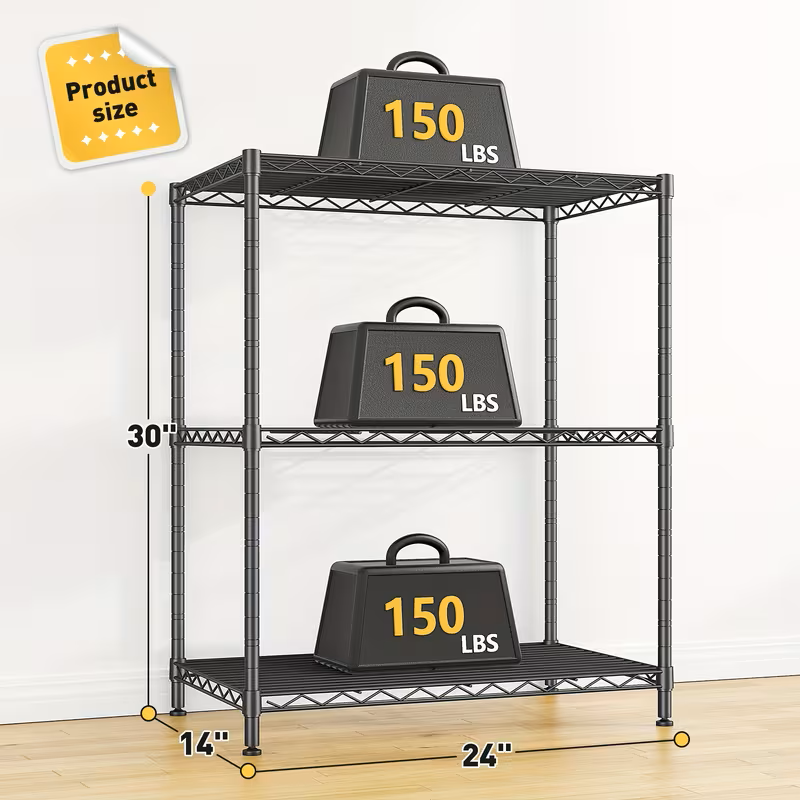 Adjustable Wire Shelving Racks - Multi Sizes -3/4/5/6/7/8 Tier Storage Shelves