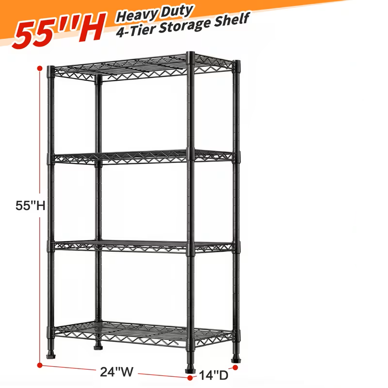 Adjustable Wire Shelving Racks - Multi Sizes -3/4/5/6/7/8 Tier Storage Shelves