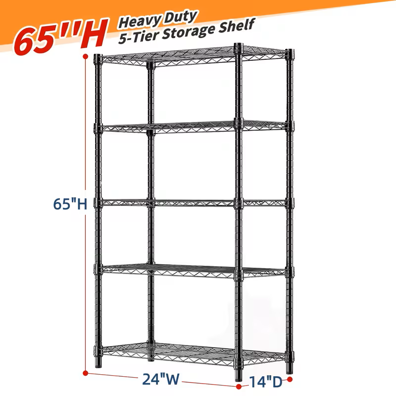 Adjustable Wire Shelving Racks - Multi Sizes -3/4/5/6/7/8 Tier Storage Shelves