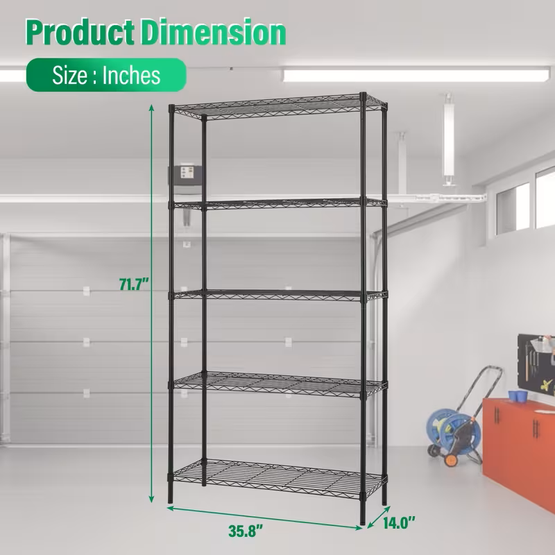 Adjustable Wire Shelving Racks - Multi Sizes -3/4/5/6/7/8 Tier Storage Shelves