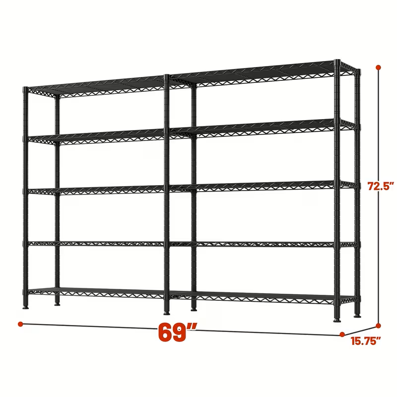 Adjustable Wire Shelving Racks - Multi Sizes -3/4/5/6/7/8 Tier Storage Shelves