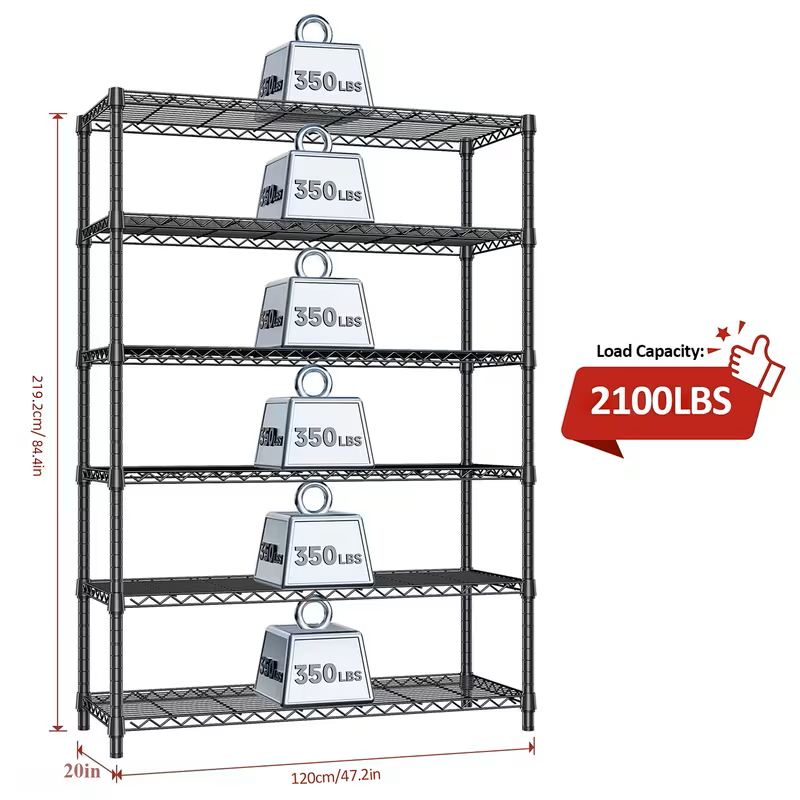 Adjustable Wire Shelving Racks - Multi Sizes -3/4/5/6/7/8 Tier Storage Shelves