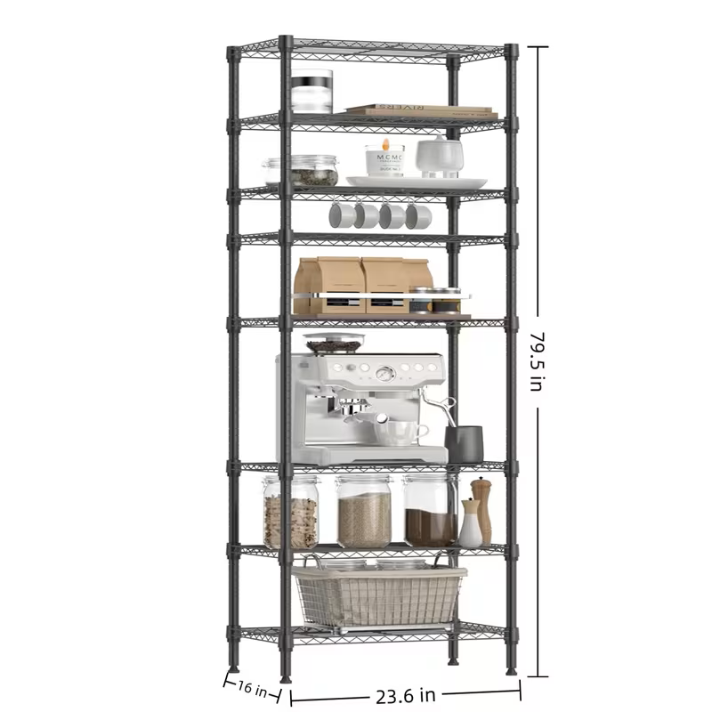 Adjustable Wire Shelving Racks - Multi Sizes -3/4/5/6/7/8 Tier Storage Shelves